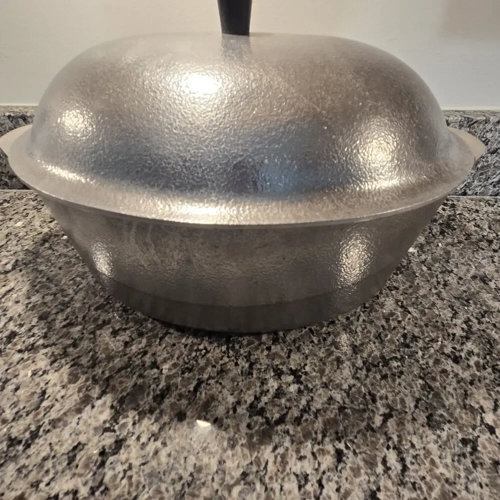 VTG Hammered Club Aluminum Hammercraft Cookware Oval Roaster Dutch Oven 16x10” - Picture 3 of 13